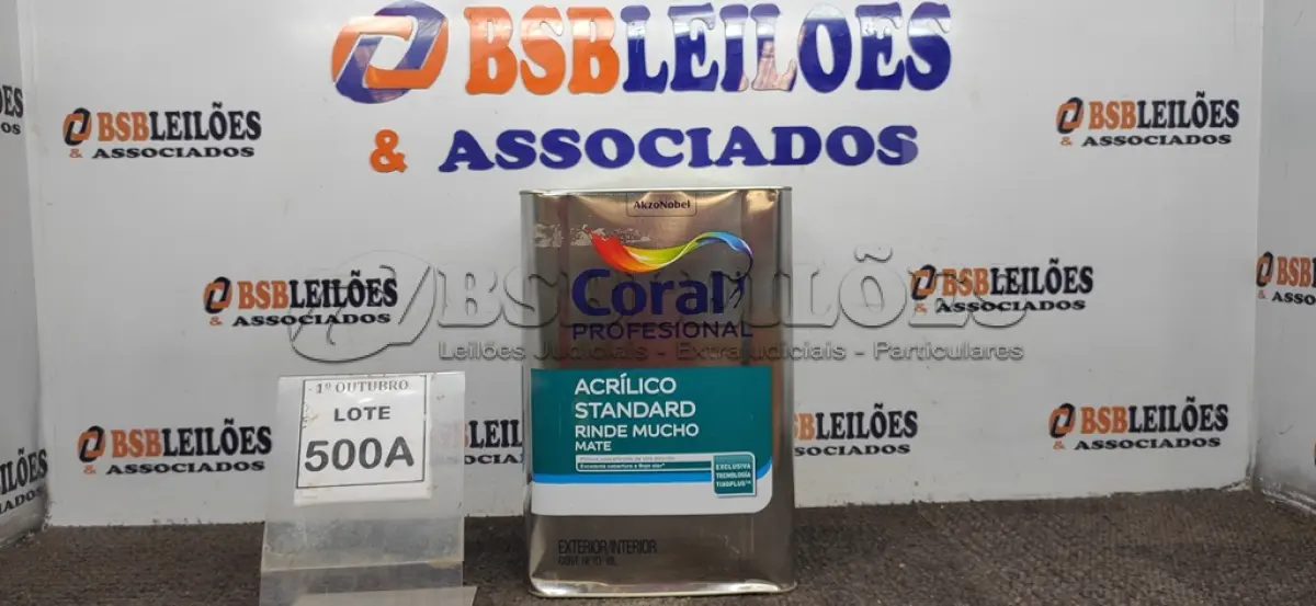 LOTE 500 - 01 LATA DE TINTA ACRILICA 18L NA COR BRANCA MARCA CORAL. (NO ESTADO, NÃO SABEMOS SE FUNCIONA. LEILÃO NÃO TEM GARANTIA E NEM DEVOLUÇÃO, SUJEITO A POSSÍVEIS AVARIAS VISÍVEIS/OCULTAS E/OU AUSÊNCIA DE COMPONENTES)