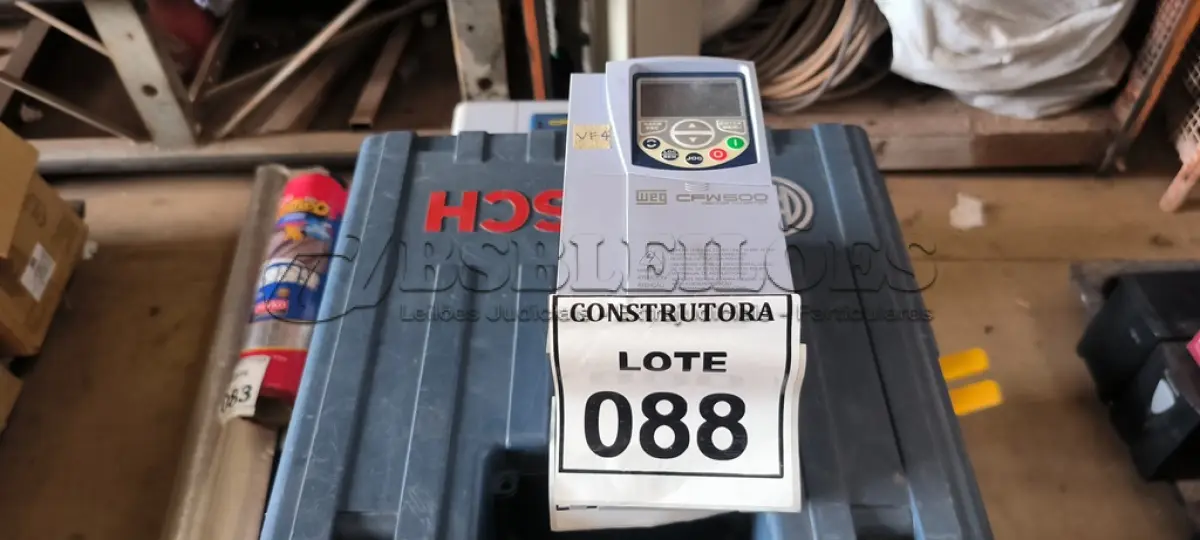 LOTE 088 - 01 INVERSORA DE FREQUÊNCIA WEG CFW500 380-480 VAC. (NO ESTADO) ATENÇÃO! FAZER A VISITAÇÃO ANTES DE ARREMATAR, NÃO SABEMOS SE FUNCIONA, LEILÃO NÃO TEM GARANTIA E NEM DEVOLUÇÃO, SUJEITO A POSSÍVEIS AVARIAS VISÍVEIS/OCULTAS E/OU AUSÊNCIA DE COMPONENTES.