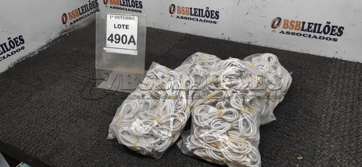 LOTE 490 - 01 LOTE COM GRANDE QUANTIDADE DE CABOS DE CARREGADOR. (NO ESTADO) ATENÇÃO! FAZER A VISITAÇÃO ANTES DE ARREMATAR, NÃO SABEMOS SE FUNCIONA, LEILÃO NÃO TEM GARANTIA E NEM DEVOLUÇÃO, SUJEITO A POSSÍVEIS AVARIAS VISÍVEIS/OCULTAS E/OU AUSÊNCIA DE COMPONENTES.