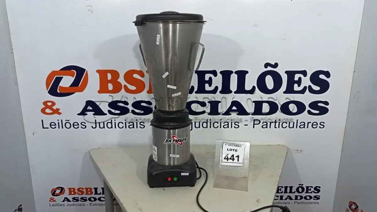 LOTE 441 - 01 LIQUIDIFICADOR INDUSTRIAL MARCA SKYMSEN. (NO ESTADO) ATENÇÃO! FAZER A VISITAÇÃO ANTES DE ARREMATAR, NÃO SABEMOS SE FUNCIONA, LEILÃO NÃO TEM GARANTIA E NEM DEVOLUÇÃO, SUJEITO A POSSÍVEIS AVARIAS VISÍVEIS/OCULTAS E/OU AUSÊNCIA DE COMPONENTES.