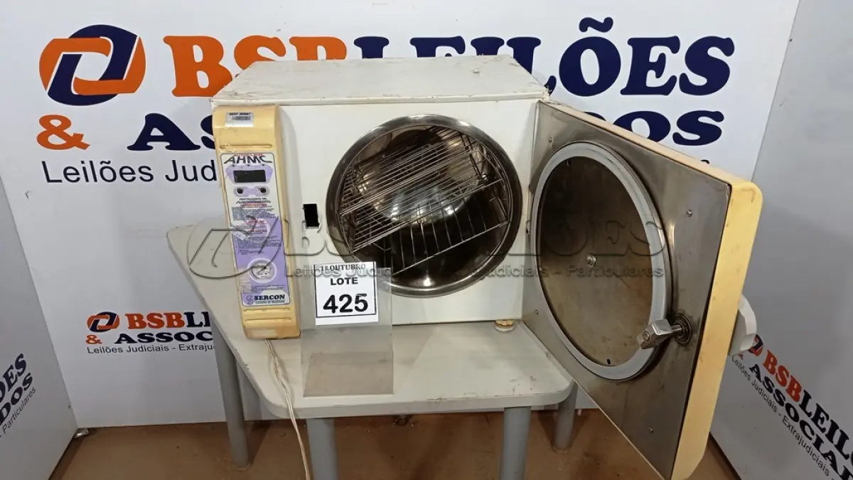 LOTE 425 - 01 AUTOCLAVE AHMC. (NO ESTADO) ATENÇÃO! FAZER A VISITAÇÃO ANTES DE ARREMATAR, NÃO SABEMOS SE FUNCIONA, LEILÃO NÃO TEM GARANTIA E NEM DEVOLUÇÃO, SUJEITO A POSSÍVEIS AVARIAS VISÍVEIS/OCULTAS E/OU AUSÊNCIA DE COMPONENTES.
