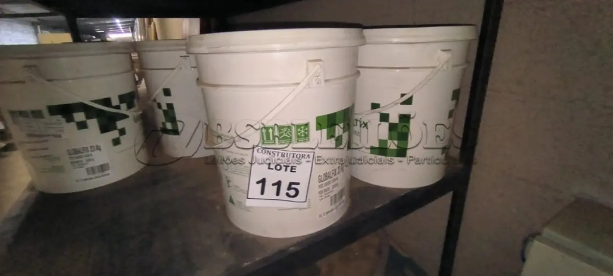 LOTE 115 - 02 BALDES DE ADESIVOS GLOBALFIX 23KG . (NO ESTADO) ATENÇÃO! FAZER A VISITAÇÃO ANTES DE ARREMATAR, NÃO SABEMOS SE FUNCIONA, LEILÃO NÃO TEM GARANTIA E NEM DEVOLUÇÃO, SUJEITO A POSSÍVEIS AVARIAS VISÍVEIS/OCULTAS E/OU AUSÊNCIA DE COMPONENTES.