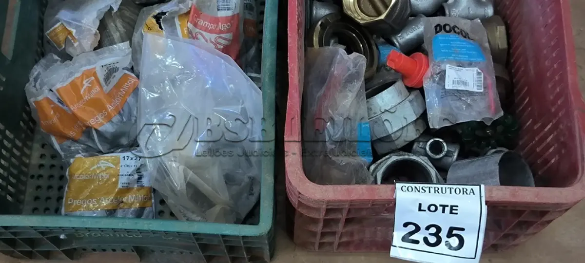 LOTE 235 - 01 LOTE COM PREGOS DIVERSOS TAMANHOS E CONEXÕES ZINCADAS E 02 REGISTROS EM METAL. (CAIXA ORGANIZADORA NAO INCLUSA) (NO ESTADO) ATENÇÃO! FAZER A VISITAÇÃO ANTES DE ARREMATAR, NÃO SABEMOS SE FUNCIONA, LEILÃO NÃO TEM GARANTIA E NEM DEVOLUÇÃO, SUJEITO A POSSÍVEIS AVARIAS VISÍVEIS/OCULTAS E/OU AUSÊNCIA DE COMPONENTES.