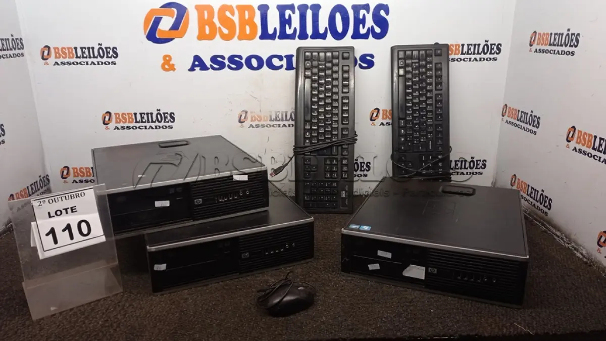 LOTE 110 - 03 CPUS MARCA HP, 01 MOUSE E 02 TECLADOS PARA PC. (NO ESTADO) ATENÇÃO! FAZER A VISITAÇÃO ANTES DE ARREMATAR, NÃO SABEMOS SE FUNCIONA, LEILÃO NÃO TEM GARANTIA E NEM DEVOLUÇÃO, SUJEITO A POSSÍVEIS AVARIAS VISÍVEIS/OCULTAS E/OU AUSÊNCIA DE COMPONENTES.