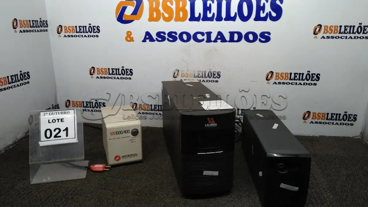 LOTE 021 - 02 NOBREAKS MARCAS LACERDA E 01 ESTABILIZADOR. (NO ESTADO) ATENÇÃO! FAZER A VISITAÇÃO ANTES DE ARREMATAR, NÃO SABEMOS SE FUNCIONA, LEILÃO NÃO TEM GARANTIA E NEM DEVOLUÇÃO, SUJEITO A POSSÍVEIS AVARIAS VISÍVEIS/OCULTAS E/OU AUSÊNCIA DE COMPONENTES.