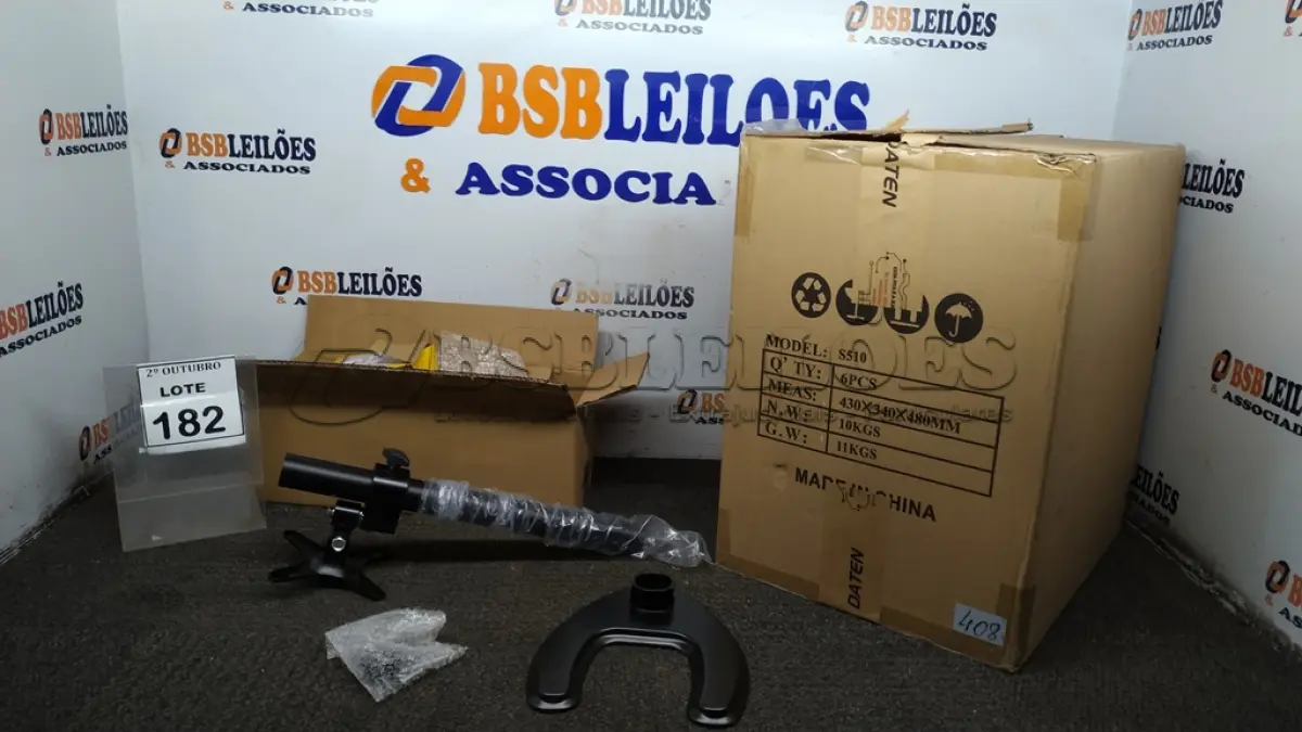 LOTE 182 - 01 CAIXA COM 06 SUPORTES PARA MONITORES MARCA DATEN. (NO ESTADO) ATENÇÃO! FAZER A VISITAÇÃO ANTES DE ARREMATAR, NÃO SABEMOS SE FUNCIONA, LEILÃO NÃO TEM GARANTIA E NEM DEVOLUÇÃO, SUJEITO A POSSÍVEIS AVARIAS VISÍVEIS/OCULTAS E/OU AUSÊNCIA DE COMPONENTES.