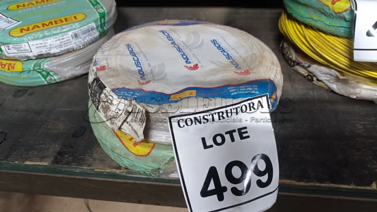 LOTE 499 - 02 ROLOS DE FIO 1X1,5MM ANTI CHAMA 450/750 100 METROS NA COR BRANCO. (NO ESTADO) ATENÇÃO! FAZER A VISITAÇÃO ANTES DE ARREMATAR, NÃO SABEMOS SE FUNCIONA, LEILÃO NÃO TEM GARANTIA E NEM DEVOLUÇÃO, SUJEITO A POSSÍVEIS AVARIAS VISÍVEIS/OCULTAS E/OU AUSÊNCIA DE COMPONENTES.