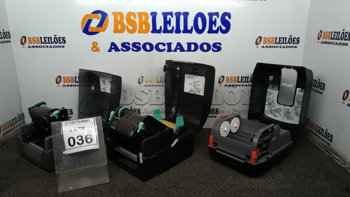 LOTE 036 - 02 IMPRESSORAS DE ETIQUETAS MARCA GODEX 01 IMPRESSORA DE ETIQUETA MARCA HONEYWELL. (NO ESTADO) ATENÇÃO! FAZER A VISITAÇÃO ANTES DE ARREMATAR, NÃO SABEMOS SE FUNCIONA, LEILÃO NÃO TEM GARANTIA E NEM DEVOLUÇÃO, SUJEITO A POSSÍVEIS AVARIAS VISÍVEIS/OCULTAS E/OU AUSÊNCIA DE COMPONENTES.