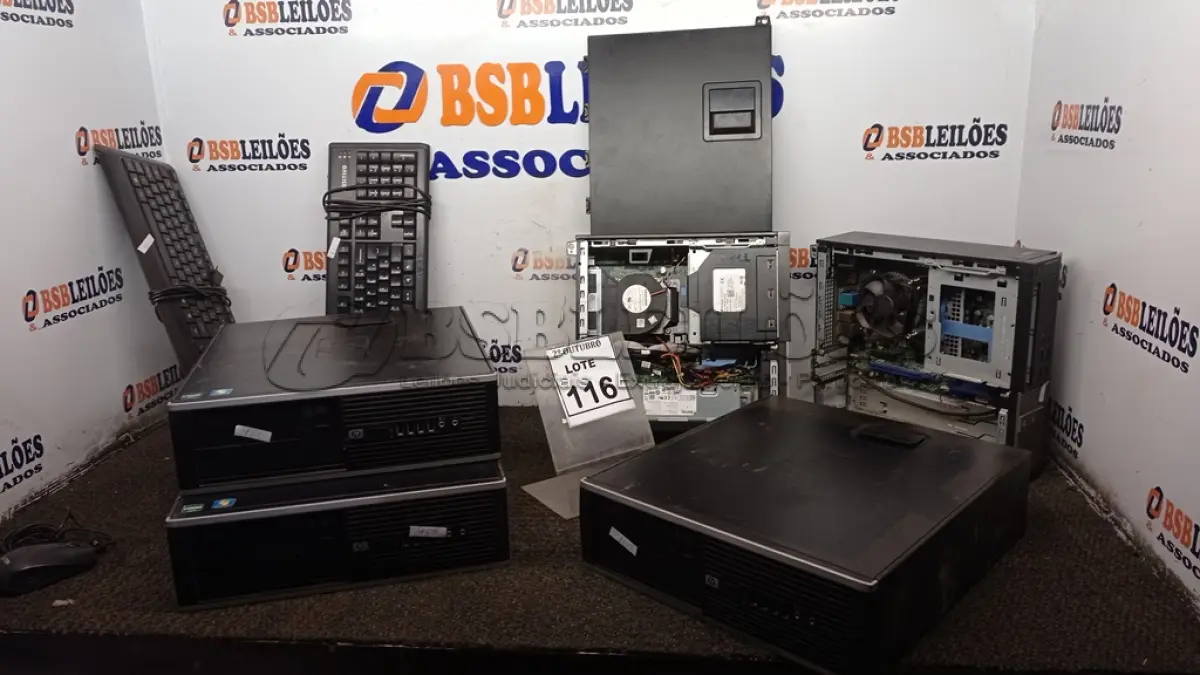 LOTE 116 - 03 CPUS MARCA HP, 02 MINIS PC MARCA DELL E 02 TECLADOS DE PC. (NO ESTADO) ATENÇÃO! FAZER A VISITAÇÃO ANTES DE ARREMATAR, NÃO SABEMOS SE FUNCIONA, LEILÃO NÃO TEM GARANTIA E NEM DEVOLUÇÃO, SUJEITO A POSSÍVEIS AVARIAS VISÍVEIS/OCULTAS E/OU AUSÊNCIA DE COMPONENTES.