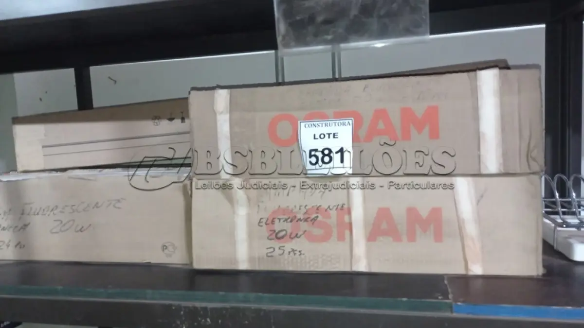 LOTE 581 - 01 LOTE COM LÂMPADAS FLUORESCENTES. (NO ESTADO) ATENÇÃO! FAZER A VISITAÇÃO ANTES DE ARREMATAR, NÃO SABEMOS SE FUNCIONA, LEILÃO NÃO TEM GARANTIA E NEM DEVOLUÇÃO, SUJEITO A POSSÍVEIS AVARIAS VISÍVEIS/OCULTAS E/OU AUSÊNCIA DE COMPONENTES.