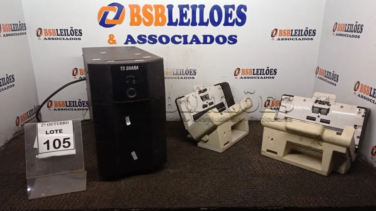LOTE 105 - 02 SCANNERS MODELO I1150 MARCA KODAK E 01 NOBREAK. (NO ESTADO) ATENÇÃO! FAZER A VISITAÇÃO ANTES DE ARREMATAR, NÃO SABEMOS SE FUNCIONA, LEILÃO NÃO TEM GARANTIA E NEM DEVOLUÇÃO, SUJEITO A POSSÍVEIS AVARIAS VISÍVEIS/OCULTAS E/OU AUSÊNCIA DE COMPONENTES.
