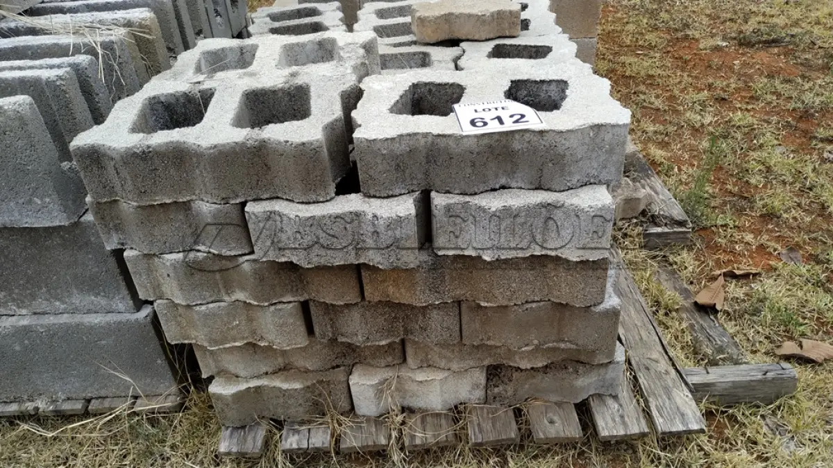 LOTE 612 - 01 LOTE COM BLOQUETES EM CONCRETO 2 FUROS. (NO ESTADO) ATENÇÃO! FAZER A VISITAÇÃO ANTES DE ARREMATAR, NÃO SABEMOS SE FUNCIONA, LEILÃO NÃO TEM GARANTIA E NEM DEVOLUÇÃO, SUJEITO A POSSÍVEIS AVARIAS VISÍVEIS/OCULTAS E/OU AUSÊNCIA DE COMPONENTES.