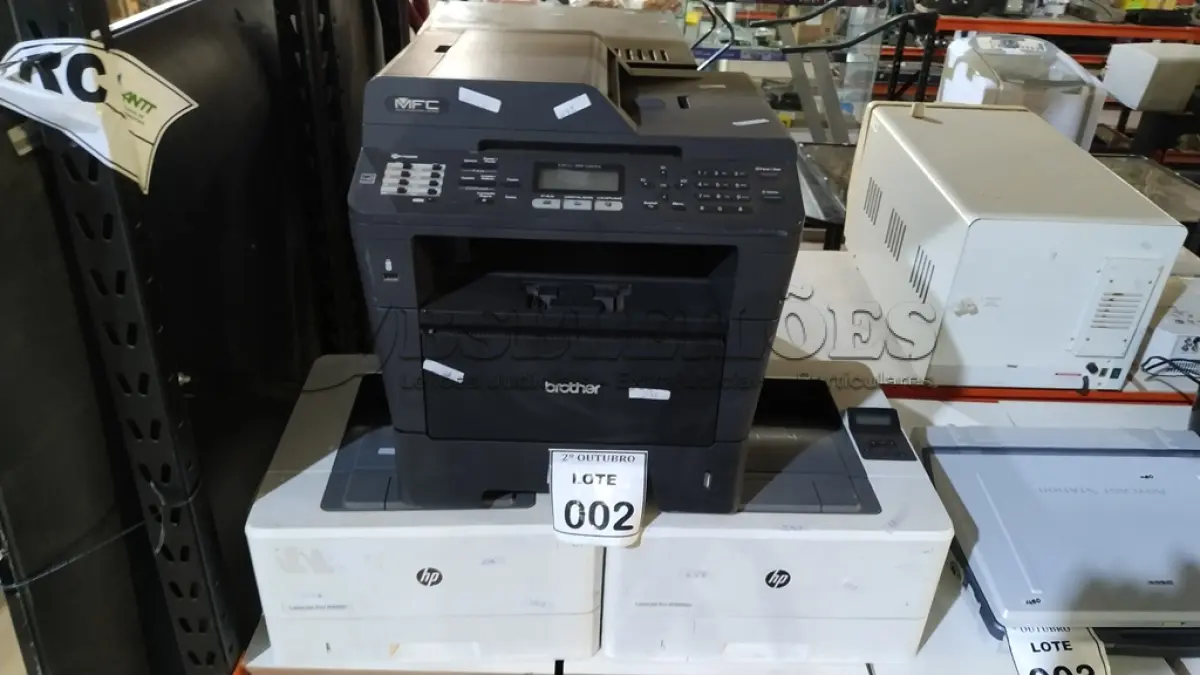 LOTE 002 - 02 IMPRESSORAS MARCA HP MODELOS M404DW E M402N E 01 IMPRESSORA MARCA BROTHER MODELO MFC-8512DN. (NO ESTADO) ATENÇÃO! FAZER A VISITAÇÃO ANTES DE ARREMATAR, NÃO SABEMOS SE FUNCIONA, LEILÃO NÃO TEM GARANTIA E NEM DEVOLUÇÃO, SUJEITO A POSSÍVEIS AVARIAS VISÍVEIS/OCULTAS E/OU AUSÊNCIA DE COMPONENTES.