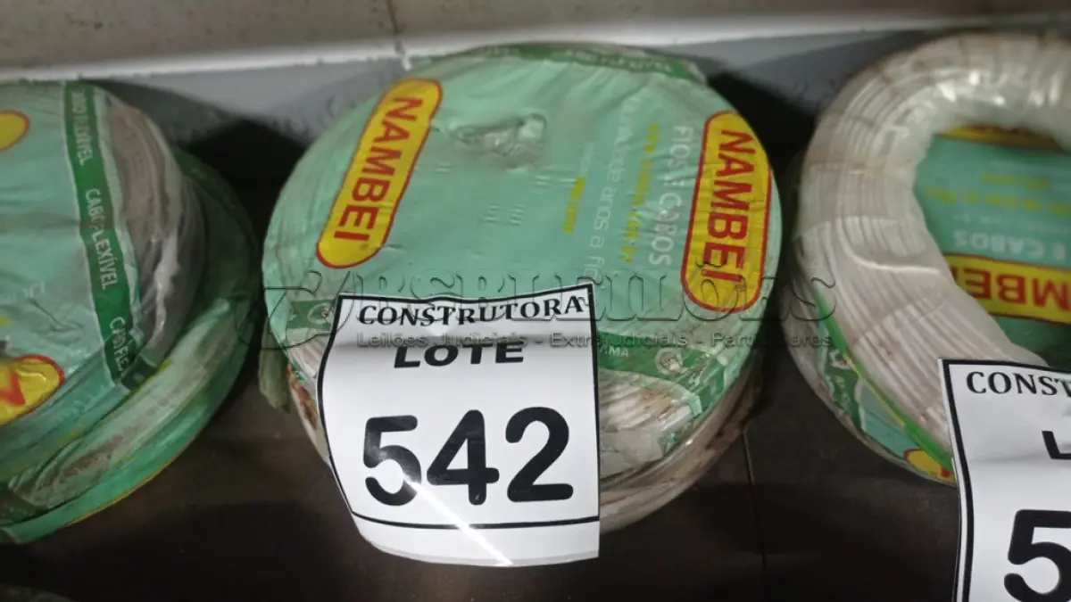 LOTE 542 - 02 ROLOS DE FIO 1X1,5MM ANTI CHAMA 450/750 100 METROS NA COR BRANCO E CINZA. (NO ESTADO) ATENÇÃO! FAZER A VISITAÇÃO ANTES DE ARREMATAR, NÃO SABEMOS SE FUNCIONA, LEILÃO NÃO TEM GARANTIA E NEM DEVOLUÇÃO, SUJEITO A POSSÍVEIS AVARIAS VISÍVEIS/OCULTAS E/OU AUSÊNCIA DE COMPONENTES.