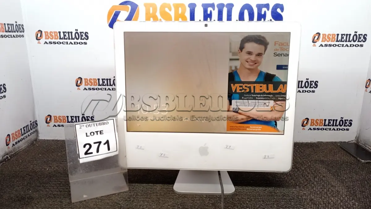 LOTE 271 - 01 IMAC APPLE. (NO ESTADO) ATENÇÃO! FAZER A VISITAÇÃO ANTES DE ARREMATAR, NÃO SABEMOS SE FUNCIONA, LEILÃO NÃO TEM GARANTIA E NEM DEVOLUÇÃO, SUJEITO A POSSÍVEIS AVARIAS VISÍVEIS/OCULTAS E/OU AUSÊNCIA DE COMPONENTES.