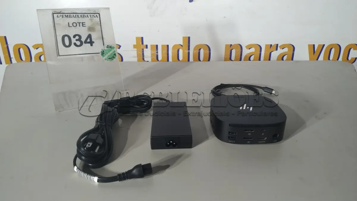LOTE 034 - 01 DOCKING STATION HP HSN-IX02.(NOVO) (NO ESTADO EM QUE SE ENCONTRA. SUJEITO A AVARIAS OCULTAS/VISÍVEIS.)