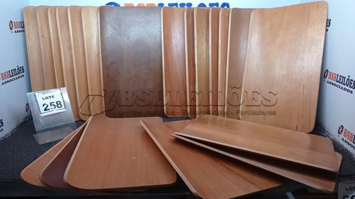 LOTE 258 - 20 PEÇAS DE MADEIRA. (NO ESTADO) ATENÇÃO! FAZER A VISITAÇÃO ANTES DE ARREMATAR, NÃO SABEMOS SE FUNCIONA, LEILÃO NÃO TEM GARANTIA E NEM DEVOLUÇÃO, SUJEITO A POSSÍVEIS AVARIAS VISÍVEIS/OCULTAS E/OU AUSÊNCIA DE COMPONENTES.
