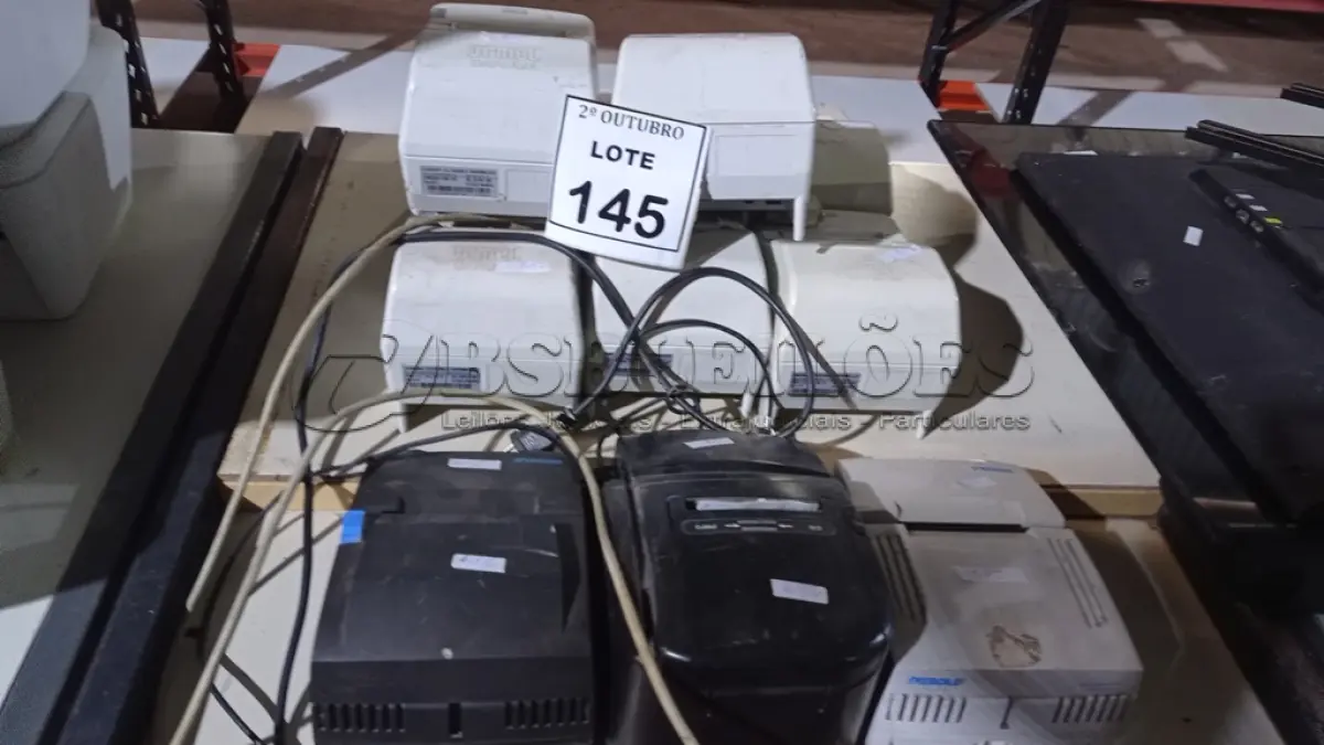LOTE 145 - 09 IMPRESSORAS DE CUPOM DE MARCAS E MODELOS DIVERSOS. (NO ESTADO) ATENÇÃO! FAZER A VISITAÇÃO ANTES DE ARREMATAR, NÃO SABEMOS SE FUNCIONA, LEILÃO NÃO TEM GARANTIA E NEM DEVOLUÇÃO, SUJEITO A POSSÍVEIS AVARIAS VISÍVEIS/OCULTAS E/OU AUSÊNCIA DE COMPONENTES.