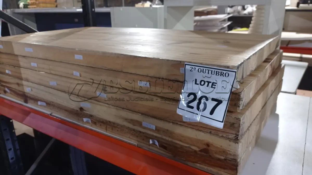 LOTE 267 - 05 TÁBUAS DE MADEIRA DE APROXIMADAMENTE 0,97X0,50 CM. (NO ESTADO) ATENÇÃO! FAZER A VISITAÇÃO ANTES DE ARREMATAR, NÃO SABEMOS SE FUNCIONA, LEILÃO NÃO TEM GARANTIA E NEM DEVOLUÇÃO, SUJEITO A POSSÍVEIS AVARIAS VISÍVEIS/OCULTAS E/OU AUSÊNCIA DE COMPONENTES.
