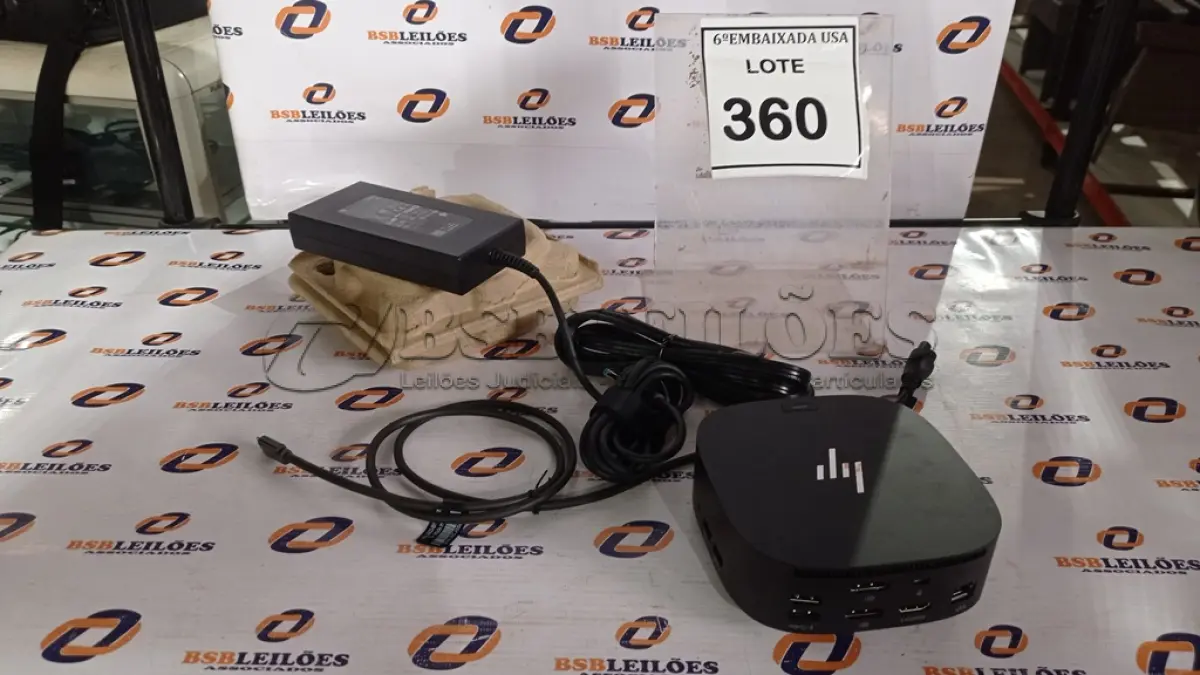 LOTE 360 - 01 DOCKING STATION HP HSN-IX02.(NOVO) (NO ESTADO EM QUE SE ENCONTRA. SUJEITO A AVARIAS OCULTAS/VISÍVEIS.)