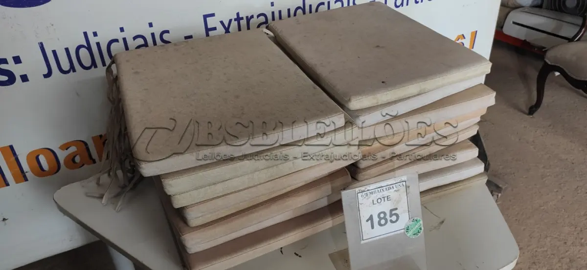LOTE 185 - 01 LOTE COM ALMOFADAS PARA CADEIRAS DE DIVERSAS CORES E TAMANHOS. (NO ESTADO EM QUE SE ENCONTRA. SUJEITO A AVARIAS OCULTAS/VISÍVEIS.)