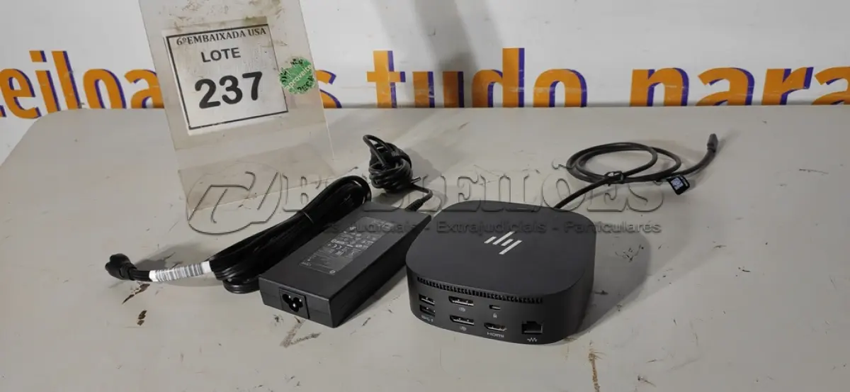 LOTE 237 - 01 DOCKING STATION HP HSN-IX02. (NOVO) (NO ESTADO EM QUE SE ENCONTRA. SUJEITO A AVARIAS OCULTAS/VISÍVEIS.)