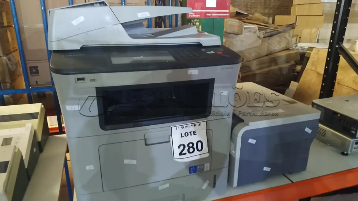 LOTE 280 - 01 IMPRESSORA MULTIFUNCIONAL MODELO SCX-5835NX MARCA SAMSUNG E 01 IMPRESSORA MARCA HP. (NO ESTADO) ATENÇÃO! FAZER A VISITAÇÃO ANTES DE ARREMATAR, NÃO SABEMOS SE FUNCIONA, LEILÃO NÃO TEM GARANTIA E NEM DEVOLUÇÃO, SUJEITO A POSSÍVEIS AVARIAS VISÍVEIS/OCULTAS E/OU AUSÊNCIA DE COMPONENTES.