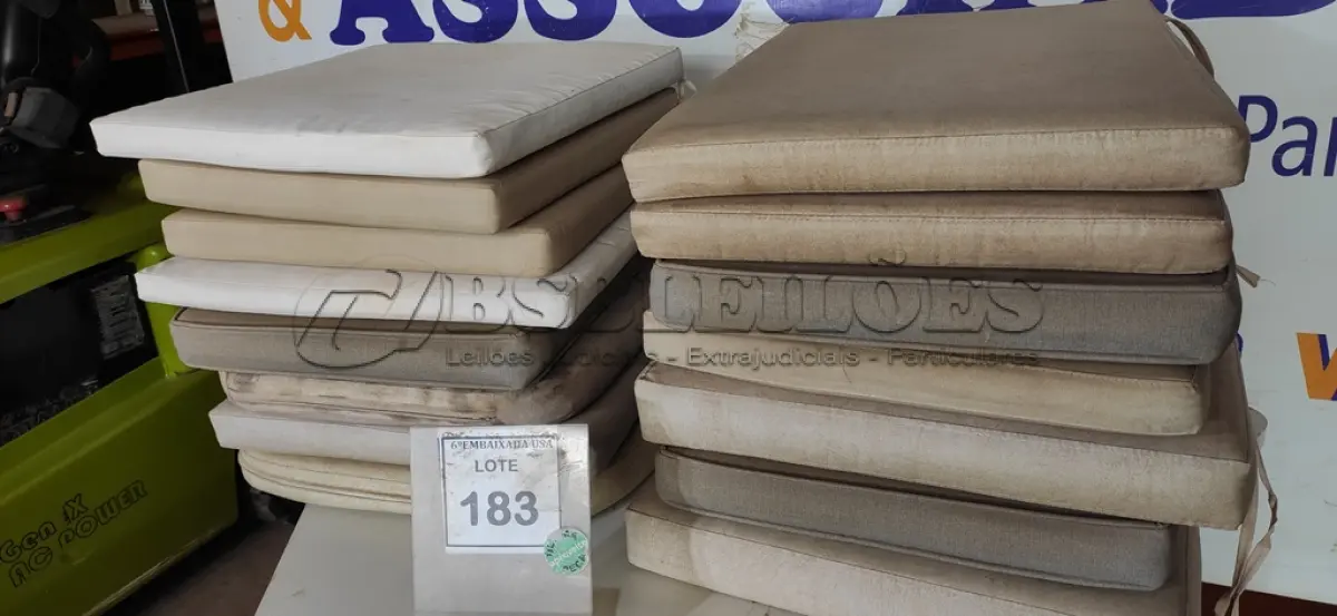 LOTE 183 - 01 LOTE COM ALMOFADAS PARA CADEIRAS DE DIVERSAS CORES E TAMANHOS. (NO ESTADO EM QUE SE ENCONTRA. SUJEITO A AVARIAS OCULTAS/VISÍVEIS.)