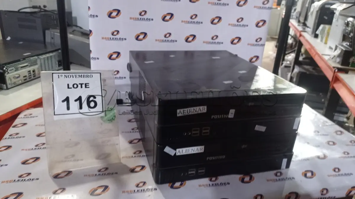 LOTE 116 - 02 MICROS COMPUTADORES MARCA POSITIVO. (NO ESTADO) ATENÇÃO! FAZER A VISITAÇÃO ANTES DE ARREMATAR, NÃO SABEMOS SE FUNCIONA, LEILÃO NÃO TEM GARANTIA E NEM DEVOLUÇÃO, SUJEITO A POSSÍVEIS AVARIAS VISÍVEIS/OCULTAS E/OU AUSÊNCIA DE COMPONENTES.