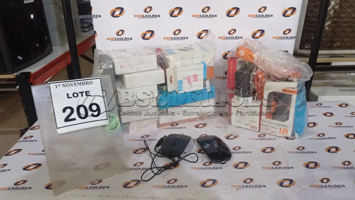 LOTE 209 - 01 LOTE COM VÁRIOS MOUSES, CARREGADORES DE CELULAR E FONES DE OUVIDO. (NO ESTADO) ATENÇÃO! FAZER A VISITAÇÃO ANTES DE ARREMATAR, NÃO SABEMOS SE FUNCIONA, LEILÃO NÃO TEM GARANTIA E NEM DEVOLUÇÃO, SUJEITO A POSSÍVEIS AVARIAS VISÍVEIS/OCULTAS E/OU AUSÊNCIA DE COMPONENTES.