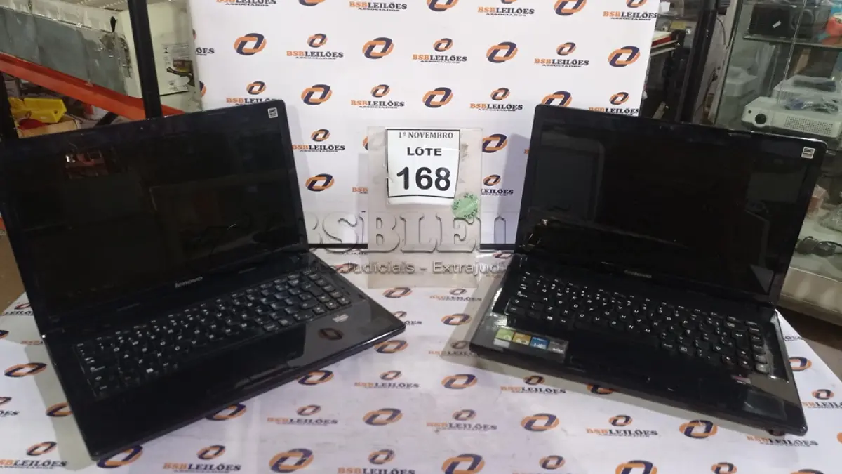 LOTE 168 - 02 NOTEBOOKS MARCA LENOVO. (NO ESTADO) ATENÇÃO! FAZER A VISITAÇÃO ANTES DE ARREMATAR, NÃO SABEMOS SE FUNCIONA, LEILÃO NÃO TEM GARANTIA E NEM DEVOLUÇÃO, SUJEITO A POSSÍVEIS AVARIAS VISÍVEIS/OCULTAS E/OU AUSÊNCIA DE COMPONENTES.