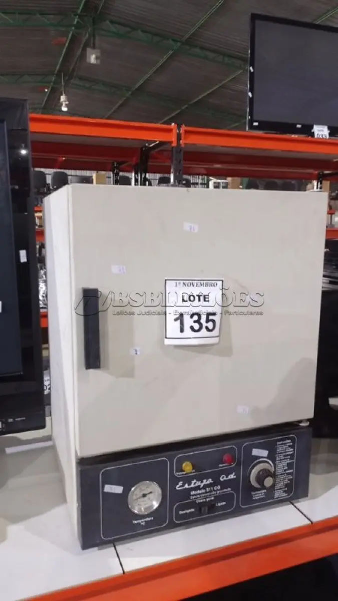 LOTE 135 - 01 ESTUFA CONVECÇÃO GRAVIDADE MODELO 311 CG. (NO ESTADO) ATENÇÃO! FAZER A VISITAÇÃO ANTES DE ARREMATAR, NÃO SABEMOS SE FUNCIONA, LEILÃO NÃO TEM GARANTIA E NEM DEVOLUÇÃO, SUJEITO A POSSÍVEIS AVARIAS VISÍVEIS/OCULTAS E/OU AUSÊNCIA DE COMPONENTES.