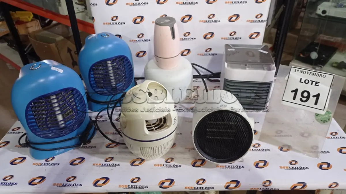 LOTE 191 - 03 LÂMPADAS PARA MATAR MOSQUITOS, 01 AQUECEDOR ELÉTRICO, 01 LUMINÁRIA E 02 UMIDIFICADORES. (NO ESTADO) ATENÇÃO! FAZER A VISITAÇÃO ANTES DE ARREMATAR, NÃO SABEMOS SE FUNCIONA, LEILÃO NÃO TEM GARANTIA E NEM DEVOLUÇÃO, SUJEITO A POSSÍVEIS AVARIAS VISÍVEIS/OCULTAS E/OU AUSÊNCIA DE COMPONENTES.
