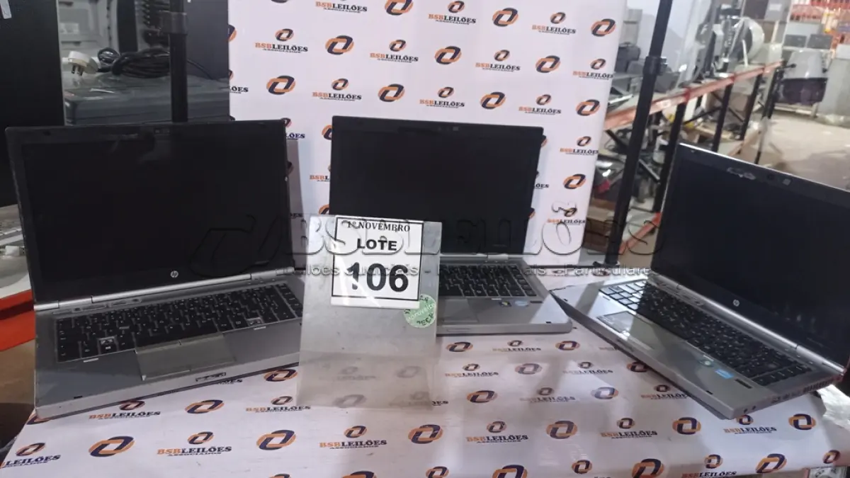 LOTE 106 - 03 NOTEBOOKS MARCA HP SEM BATERIA. (NO ESTADO) ATENÇÃO! FAZER A VISITAÇÃO ANTES DE ARREMATAR, NÃO SABEMOS SE FUNCIONA, LEILÃO NÃO TEM GARANTIA E NEM DEVOLUÇÃO, SUJEITO A POSSÍVEIS AVARIAS VISÍVEIS/OCULTAS E/OU AUSÊNCIA DE COMPONENTES.