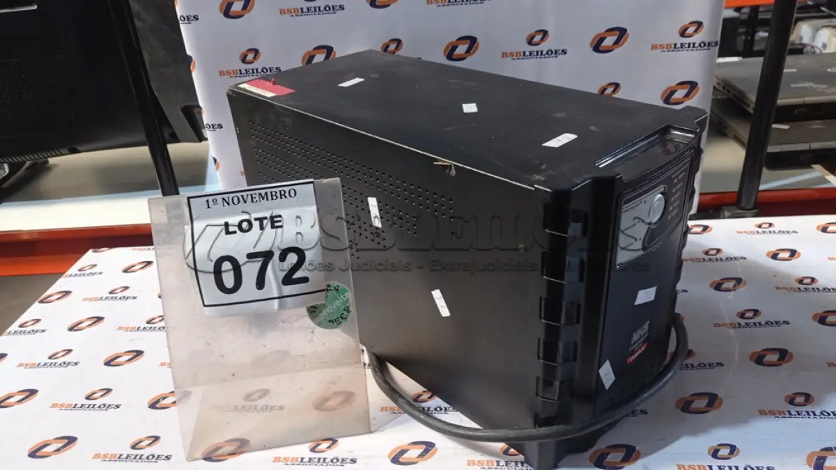 LOTE 072 - 01 NOBREAK MARCA NHS. (NO ESTADO) ATENÇÃO! FAZER A VISITAÇÃO ANTES DE ARREMATAR, NÃO SABEMOS SE FUNCIONA, LEILÃO NÃO TEM GARANTIA E NEM DEVOLUÇÃO, SUJEITO A POSSÍVEIS AVARIAS VISÍVEIS/OCULTAS E/OU AUSÊNCIA DE COMPONENTES.