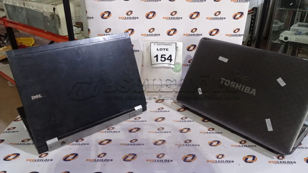 LOTE 154 - 02 NOTEBOOKS MARCAS TOSHIBA E DELL. (NO ESTADO) ATENÇÃO! FAZER A VISITAÇÃO ANTES DE ARREMATAR, NÃO SABEMOS SE FUNCIONA, LEILÃO NÃO TEM GARANTIA E NEM DEVOLUÇÃO, SUJEITO A POSSÍVEIS AVARIAS VISÍVEIS/OCULTAS E/OU AUSÊNCIA DE COMPONENTES.