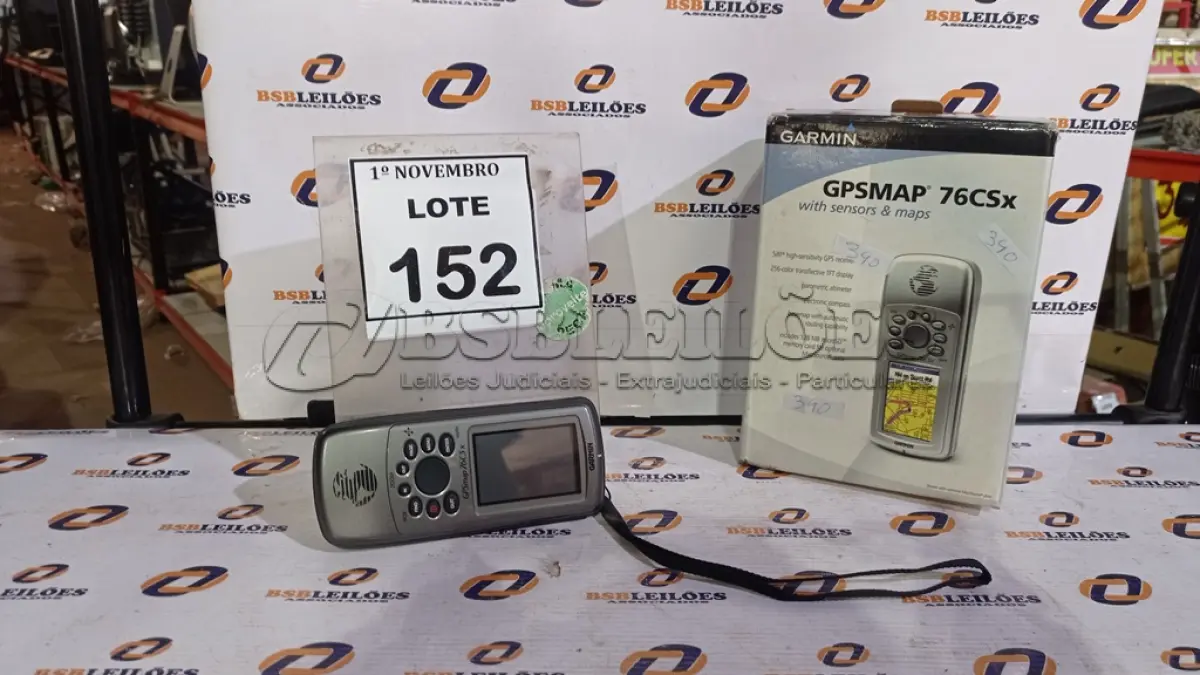 LOTE 152 - 01 GPS MODELON 76CSX MARCA GARMIN (NO ESTADO) ATENÇÃO! FAZER A VISITAÇÃO ANTES DE ARREMATAR, NÃO SABEMOS SE FUNCIONA, LEILÃO NÃO TEM GARANTIA E NEM DEVOLUÇÃO, SUJEITO A POSSÍVEIS AVARIAS VISÍVEIS/OCULTAS E/OU AUSÊNCIA DE COMPONENTES.