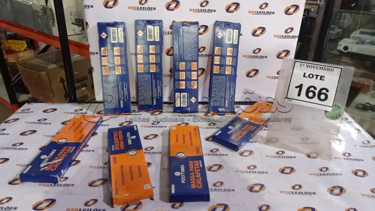 LOTE 166 - 08 MASSAS PARA CALAFETAR FILETES MARCA POLYTUBES. (NOVO) (NO ESTADO) ATENÇÃO! FAZER A VISITAÇÃO ANTES DE ARREMATAR, NÃO SABEMOS SE FUNCIONA. LEILÃO NÃO TEM GARANTIA E NEM DEVOLUÇÃO, SUJEITO A POSSÍVEIS AVARIAS VISÍVEIS/OCULTAS E/OU AUSÊNCIA DE COMPONENTES.
