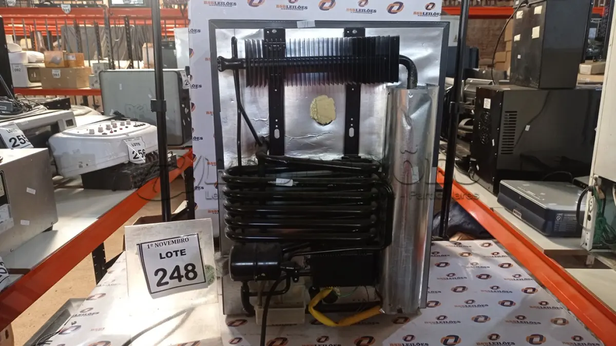 LOTE 248 - 01 FRIGOBAR 220V MARCA ELECTROLUX. (NO ESTADO) ATENÇÃO! FAZER A VISITAÇÃO ANTES DE ARREMATAR, NÃO SABEMOS SE FUNCIONA, LEILÃO NÃO TEM GARANTIA E NEM DEVOLUÇÃO, SUJEITO A POSSÍVEIS AVARIAS VISÍVEIS/OCULTAS E/OU AUSÊNCIA DE COMPONENTES.