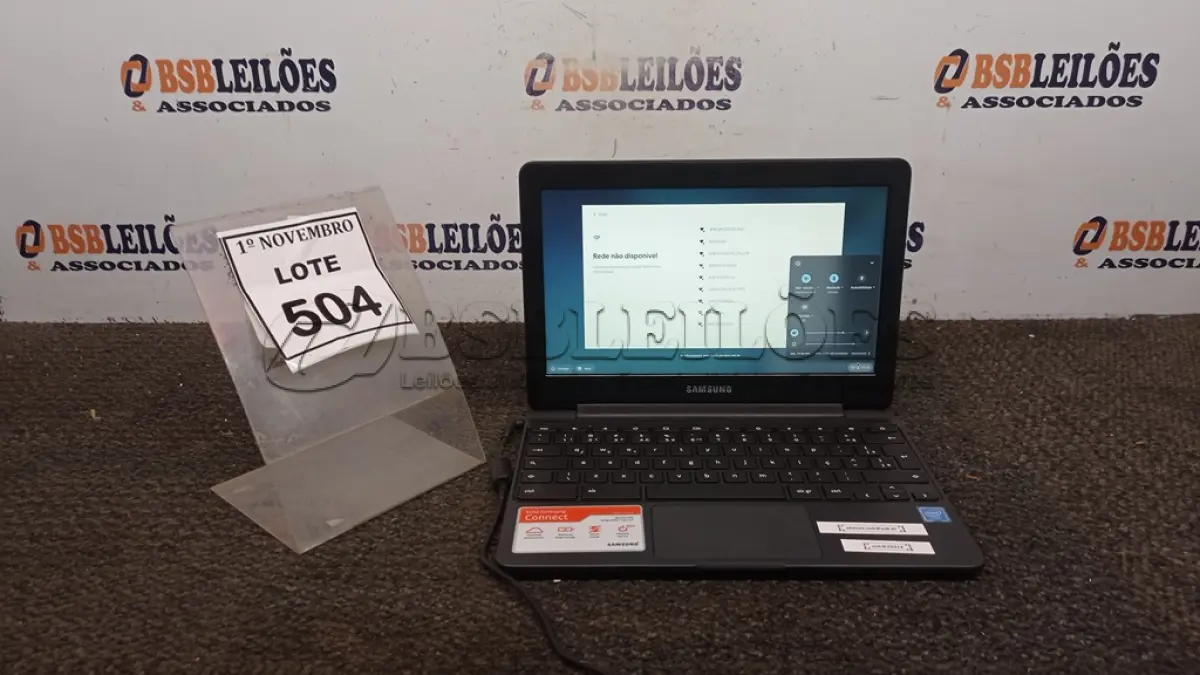 LOTE 504 - 01 NOTEBOOK TELA 11.6’’ 2GB DE MEMÓRIA MARCA SAMSUNG. (NO ESTADO) ATENÇÃO! FAZER A VISITAÇÃO ANTES DE ARREMATAR, NÃO SABEMOS SE FUNCIONA, LEILÃO NÃO TEM GARANTIA E NEM DEVOLUÇÃO, SUJEITO A POSSÍVEIS AVARIAS VISÍVEIS/OCULTAS E/OU AUSÊNCIA DE COMPONENTES.