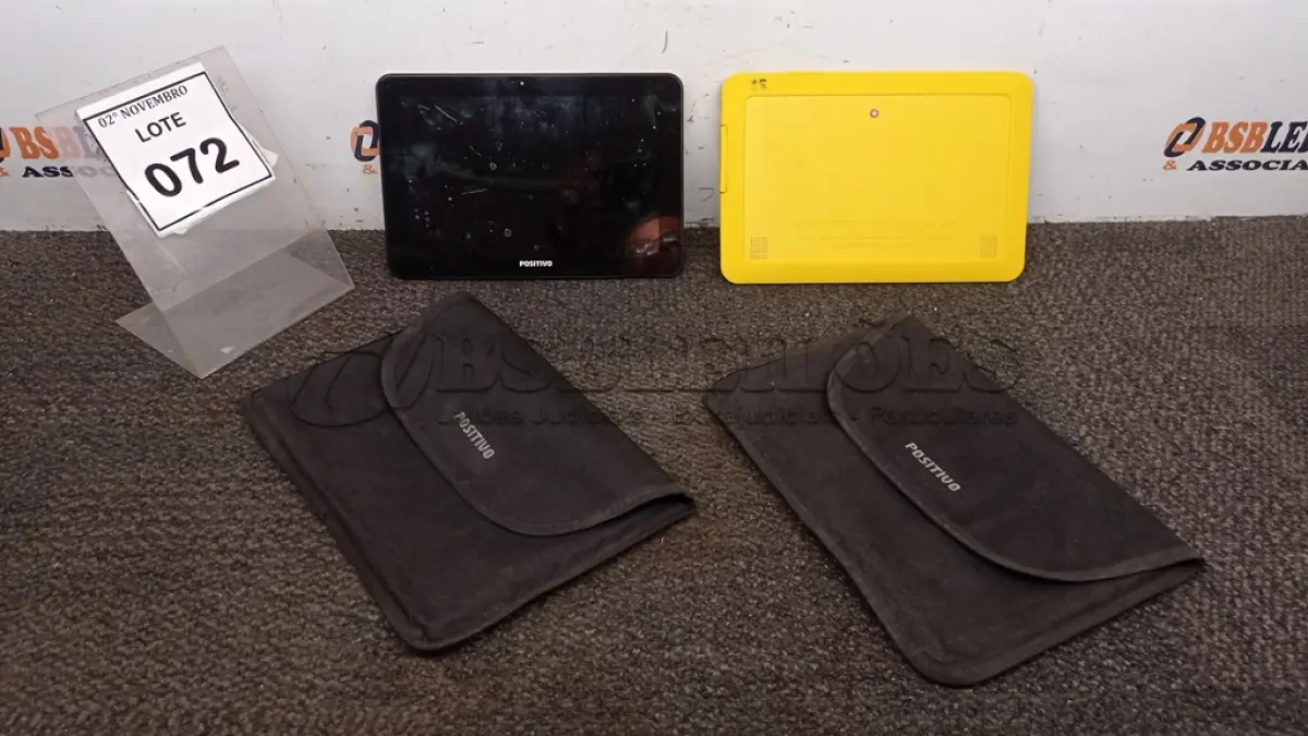 LOTE 072 - 02 TABLETS MARCA POSITIVO COM CAPA. (NO ESTADO) ATENÇÃO! FAZER A VISITAÇÃO ANTES DE ARREMATAR, NÃO SABEMOS SE FUNCIONA, LEILÃO NÃO TEM GARANTIA E NEM DEVOLUÇÃO, SUJEITO A POSSÍVEIS AVARIAS VISÍVEIS/OCULTAS E/OU AUSÊNCIA DE COMPONENTES.