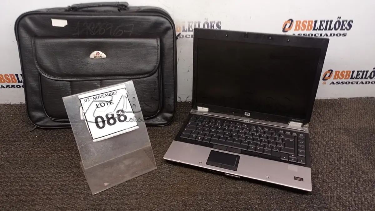 LOTE 088 - 01 NOTEBOOK SÉRIE ELITEBOOK MARCA HP COM MALETA. (NO ESTADO) ATENÇÃO! FAZER A VISITAÇÃO ANTES DE ARREMATAR, NÃO SABEMOS SE FUNCIONA, LEILÃO NÃO TEM GARANTIA E NEM DEVOLUÇÃO, SUJEITO A POSSÍVEIS AVARIAS VISÍVEIS/OCULTAS E/OU AUSÊNCIA DE COMPONENTES.
