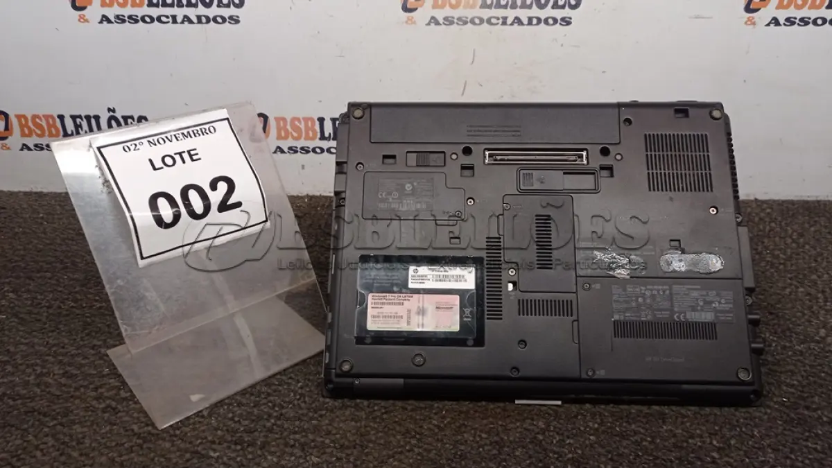 LOTE 002 - 01 NOTEBOOK SÉRIE ELITEBOOK MARCA HP. (NO ESTADO) ATENÇÃO! FAZER A VISITAÇÃO ANTES DE ARREMATAR, NÃO SABEMOS SE FUNCIONA, LEILÃO NÃO TEM GARANTIA E NEM DEVOLUÇÃO, SUJEITO A POSSÍVEIS AVARIAS VISÍVEIS/OCULTAS E/OU AUSÊNCIA DE COMPONENTES.