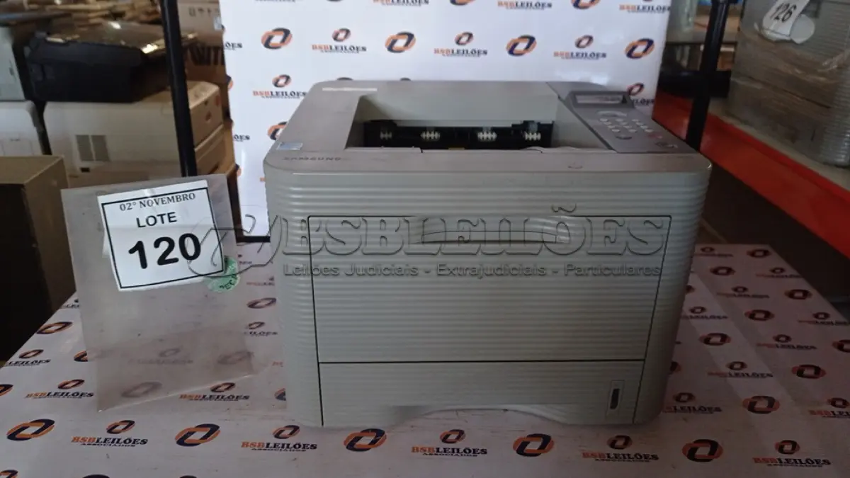 LOTE 120 - 01 IMPRESSORA MODELO ML-3750ND MARCA SAMSUNG. (NO ESTADO) ATENÇÃO! FAZER A VISITAÇÃO ANTES DE ARREMATAR, NÃO SABEMOS SE FUNCIONA, LEILÃO NÃO TEM GARANTIA E NEM DEVOLUÇÃO, SUJEITO A POSSÍVEIS AVARIAS VISÍVEIS/OCULTAS E/OU AUSÊNCIA DE COMPONENTES.