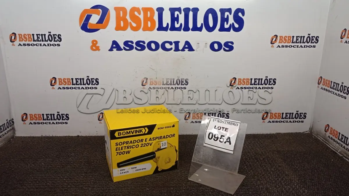 LOTE 095 - 01 SOPRADOR E ASPIRADOR ELÉTRICO 220V 700W 13600RPM (PRODUTO NOVO). (NO ESTADO) ATENÇÃO! FAZER A VISITAÇÃO ANTES DE ARREMATAR, NÃO SABEMOS SE FUNCIONA, LEILÃO NÃO TEM GARANTIA E NEM DEVOLUÇÃO, SUJEITO A POSSÍVEIS AVARIAS VISÍVEIS/OCULTAS E/OU AUSÊNCIA DE COMPONENTES.