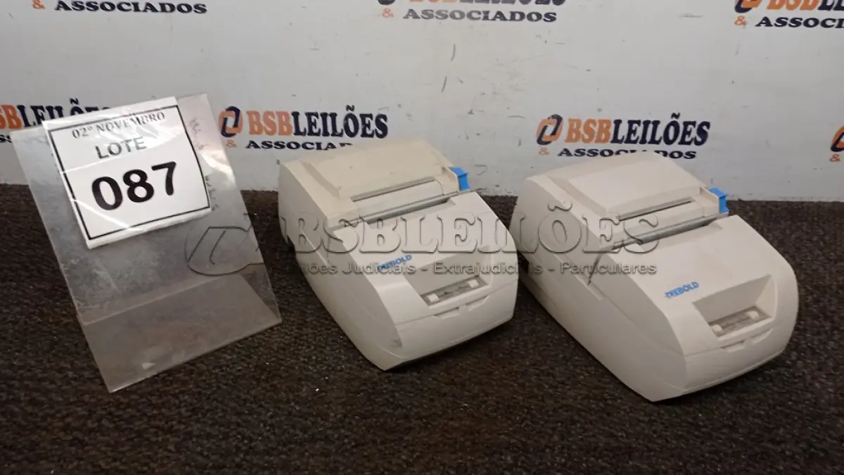 LOTE 087 - 02 IMPRESSORAS DE CUPOM SEM FONTE MARCA DIEBOLD. (NO ESTADO) ATENÇÃO! FAZER A VISITAÇÃO ANTES DE ARREMATAR, NÃO SABEMOS SE FUNCIONA, LEILÃO NÃO TEM GARANTIA E NEM DEVOLUÇÃO, SUJEITO A POSSÍVEIS AVARIAS VISÍVEIS/OCULTAS E/OU AUSÊNCIA DE COMPONENTES.