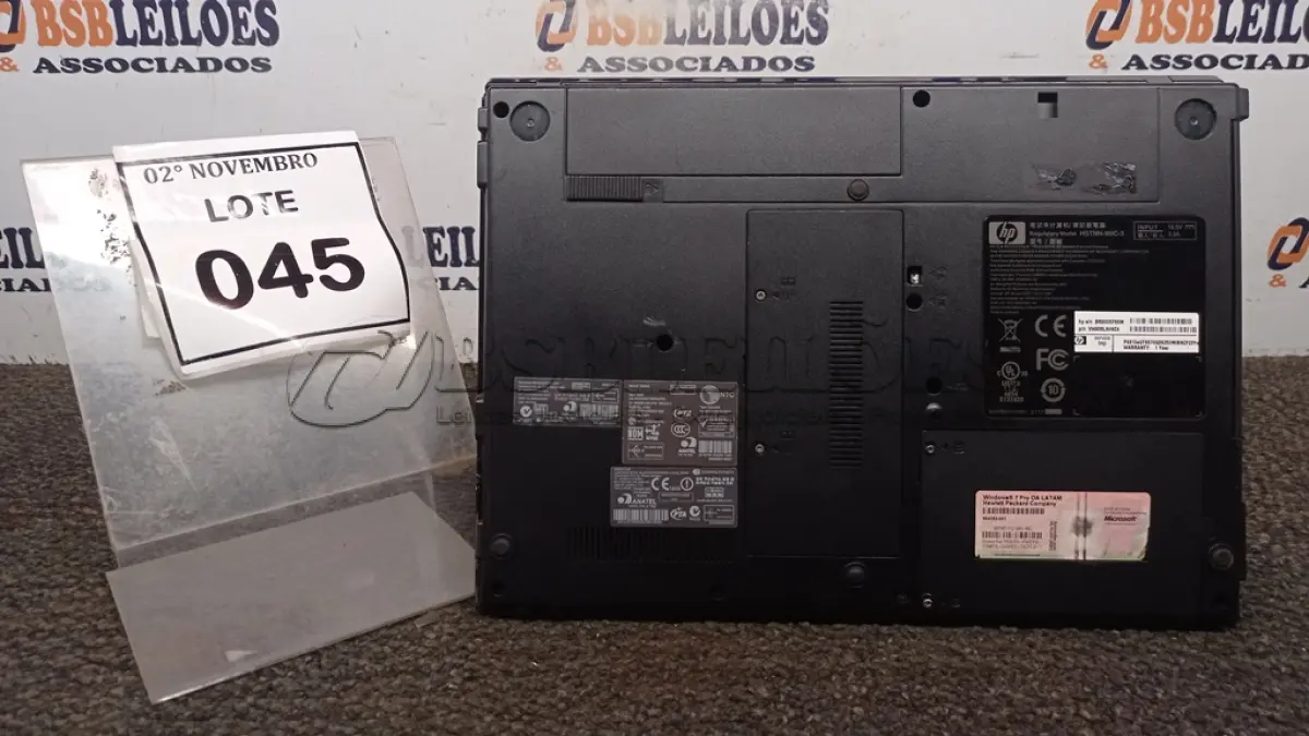 LOTE 045 - 01 NOTEBOOK MARCA HP. (NO ESTADO) ATENÇÃO! FAZER A VISITAÇÃO ANTES DE ARREMATAR, NÃO SABEMOS SE FUNCIONA, LEILÃO NÃO TEM GARANTIA E NEM DEVOLUÇÃO, SUJEITO A POSSÍVEIS AVARIAS VISÍVEIS/OCULTAS E/OU AUSÊNCIA DE COMPONENTES.