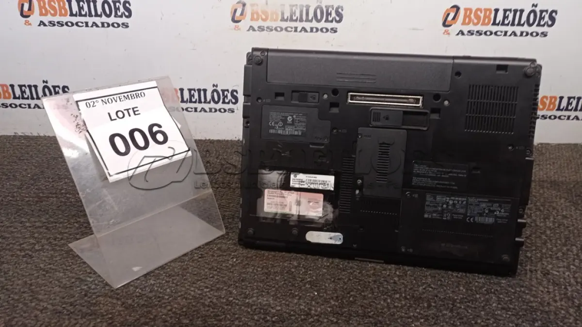 LOTE 006 - 01 NOTEBOOK SÉRIE ELITEBOOK MARCA HP. (NO ESTADO) ATENÇÃO! FAZER A VISITAÇÃO ANTES DE ARREMATAR, NÃO SABEMOS SE FUNCIONA, LEILÃO NÃO TEM GARANTIA E NEM DEVOLUÇÃO, SUJEITO A POSSÍVEIS AVARIAS VISÍVEIS/OCULTAS E/OU AUSÊNCIA DE COMPONENTES.