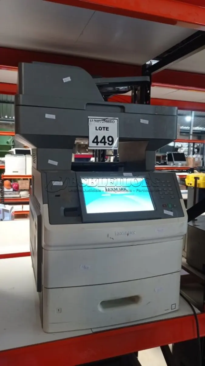 LOTE 449 - 01 IMPRESSORA MULTIFUNCIONAL MODELO X656DE MARCA LEXMARK. (NO ESTADO) ATENÇÃO! FAZER A VISITAÇÃO ANTES DE ARREMATAR, NÃO SABEMOS SE FUNCIONA, LEILÃO NÃO TEM GARANTIA E NEM DEVOLUÇÃO, SUJEITO A POSSÍVEIS AVARIAS VISÍVEIS/OCULTAS E/OU AUSÊNCIA DE COMPONENTES.