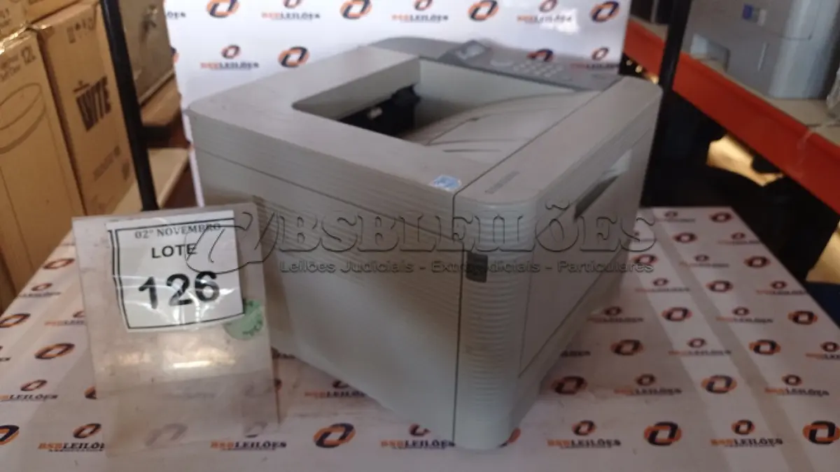 LOTE 126 - 01 IMPRESSORA MODELO ML-3750ND MARCA SAMSUNG. (NO ESTADO) ATENÇÃO! FAZER A VISITAÇÃO ANTES DE ARREMATAR, NÃO SABEMOS SE FUNCIONA, LEILÃO NÃO TEM GARANTIA E NEM DEVOLUÇÃO, SUJEITO A POSSÍVEIS AVARIAS VISÍVEIS/OCULTAS E/OU AUSÊNCIA DE COMPONENTES.